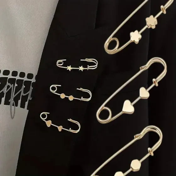 Набір брошок-шпильок 5 шт – золотисті аксесуари з фігурними елементами Київ