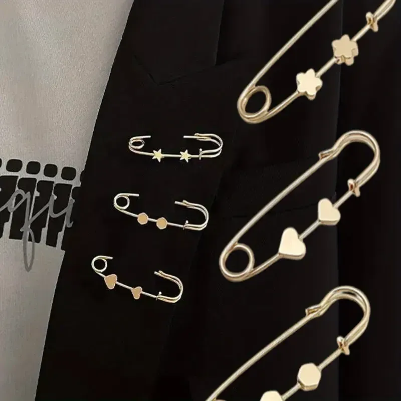 Набір брошок-шпильок 5 шт – золотисті аксесуари з фігурними елементами Київ - фото 4