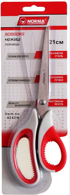 Ножиці "Norma" 21 см, універс, ергоном., прогум. ручки, 2 мм, 4242N, шт Київ - фото 1