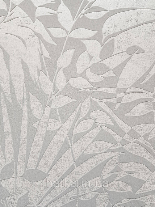 Шпалери вінілові на флізеліні AS creation The Bos 0.53х10 листя папороті монстери банана білі на сірому Київ - фото 4