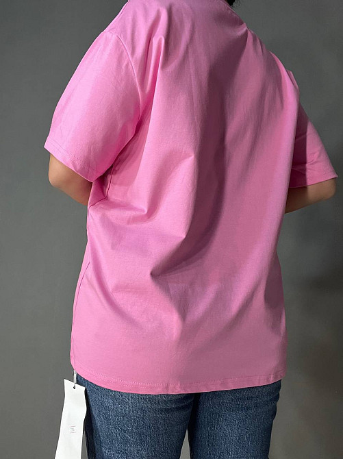 Футболка женская A-N 2396 оверсайз с мишкой и блестками, розовый, one size Киев - изображение 6