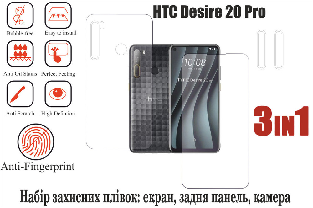 Мягкое стекло King для HTC Desire 20 Pro (полиуретановая пленка) Киев - изображение 1