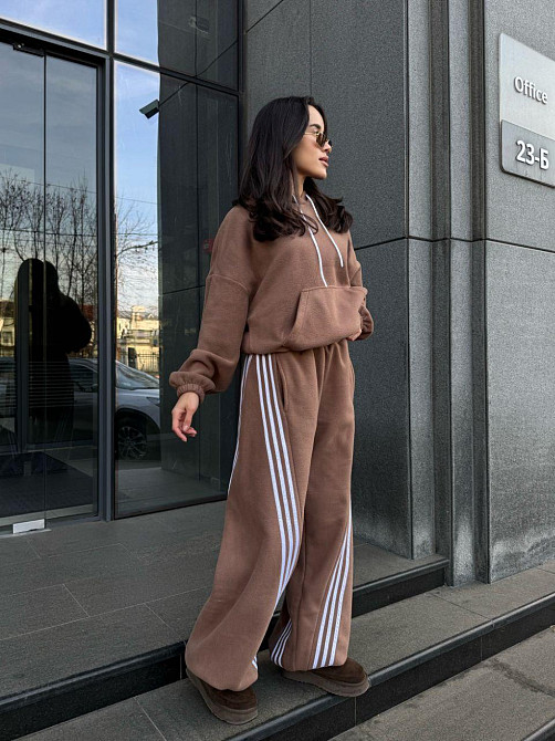 Женский теплый костюм двойка с лампасами из турецкого флиса Мокко, 42/44 Одесса - изображение 8