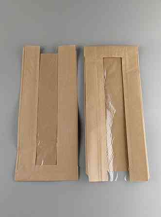 Пакет бумажный с ПП окном 12/15*31 коричневый (1000 шт) Харків