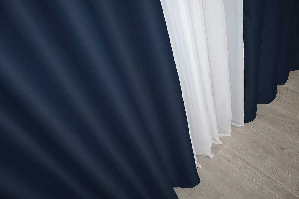 Комплект штор на люверсах VR-Textil Midnight № 1164ш Темно-синий 150х250 см 2 шт (37-0011) Киев - изображение 7