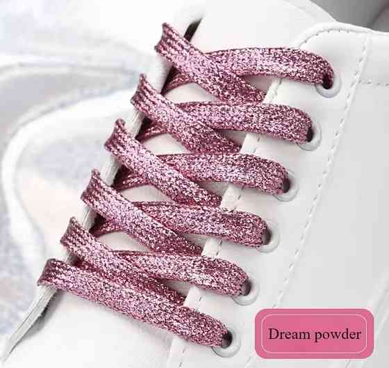 Шнурки блискучі глітерні Рожевий Смела