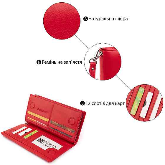 Вертикальный кошелек кожаный женский ST Leather 19275 Красный Киев