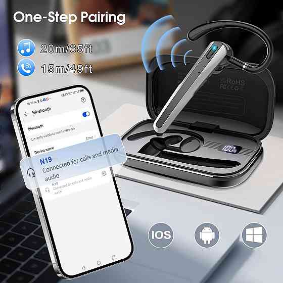 Bluetooth-гарнитура N19 V5.3 беспроводная гарнитура Hands-Free с двойным микрофоном с шумоподавлением ENC Днепр