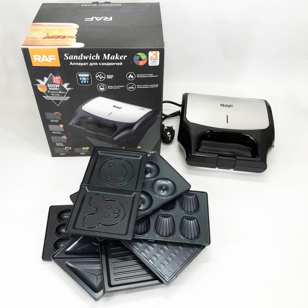 Прижимной домашний гриль RAF R.551 850 Вт 8 в 1, Сковорода с сэндвич дном, Гриль для дома електрогриль UI-87 Львов - изображение 15