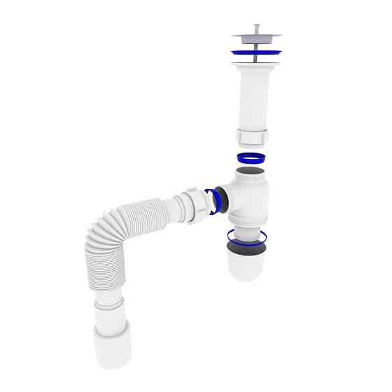 Сифон OPTIMUM 1 1/2″*40 для умивальника та мийки  з литим випуском та гофротрубою 40*40/50 OPTI 11043 Тернополь