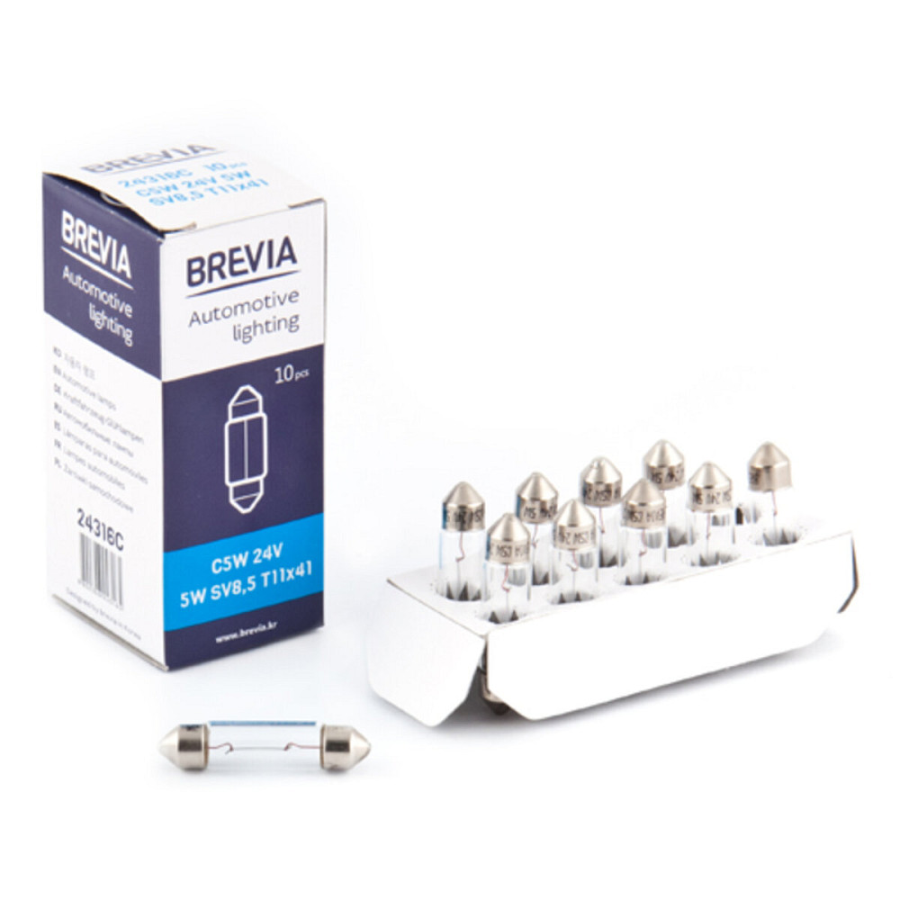 Лампа розжарювання Brevia C5W 24V 5W SV8.5 T11x41 CP, 10шт Київ - фото 1
