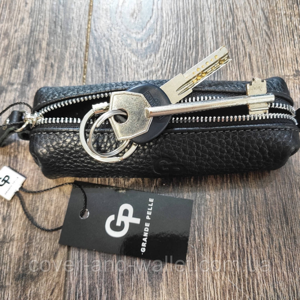 Довга чорна шкіряна ключниця ручної роботи Grande Pelle Київ - фото 4