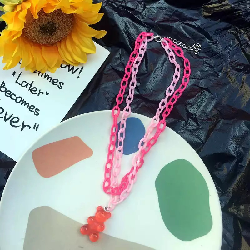 Подвеска мишка, розовая - длина 40см, мишка 2,6см, смола, пластик Киев - изображение 1