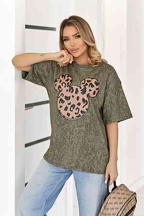 Модна футболка тай-дай з принтом "LeoMouse" (Туреччина) | Норма і батал Київ