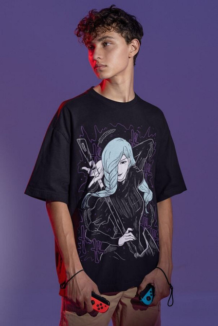 Футболка чоловіча з аніме принтом Магічна битва оверсайз (S/M/L) Чорний AnimeJ1146 Дніпро - фото 6