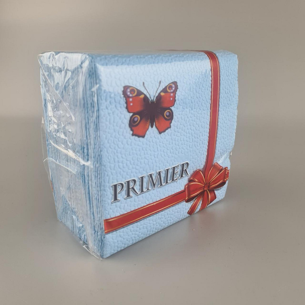 Одноразова Cалфетка 50лист Прем'єр 2-вух шарні синя 33х33 (1 пачка) Харків - фото 3