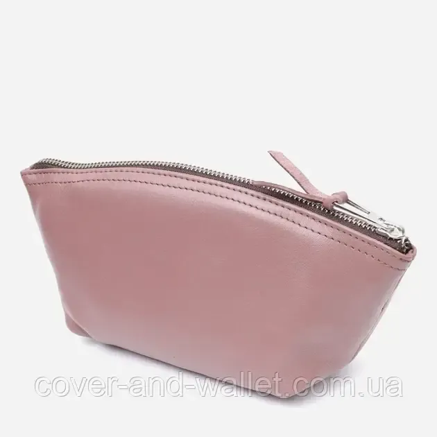 Стильна жіноча шкіряна косметичка пудрового кольору Grande Pelle Київ - фото 2