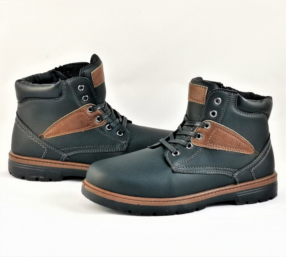 Черевики ЗИМНІ Чоловічі Чорні Кросівки з МЕХОМ на замку з блискавкою (розміри: 41,42,43, 44) — 204-2 Дніпро - фото 2