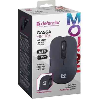 Мишка Defender Gassa MM-105 Wireless Black (52105) Вінниця