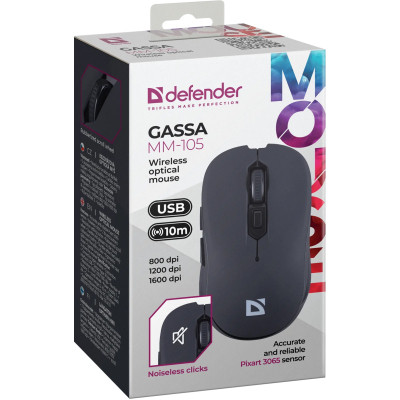 Мишка Defender Gassa MM-105 Wireless Black (52105) Вінниця - фото 3