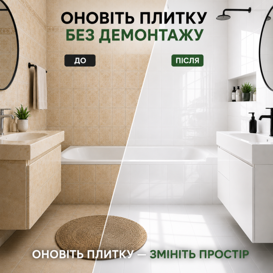 Епоксидна фарба MG для реставрації керамічних плиткових поверхонь та мозаїки, глянцева, без запаху, Біла RAL 9010, 1 кг Харків