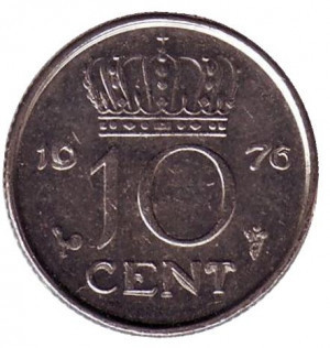 Монета 10 центов. 1976 год, Нидерланды. Полтава - изображение 1