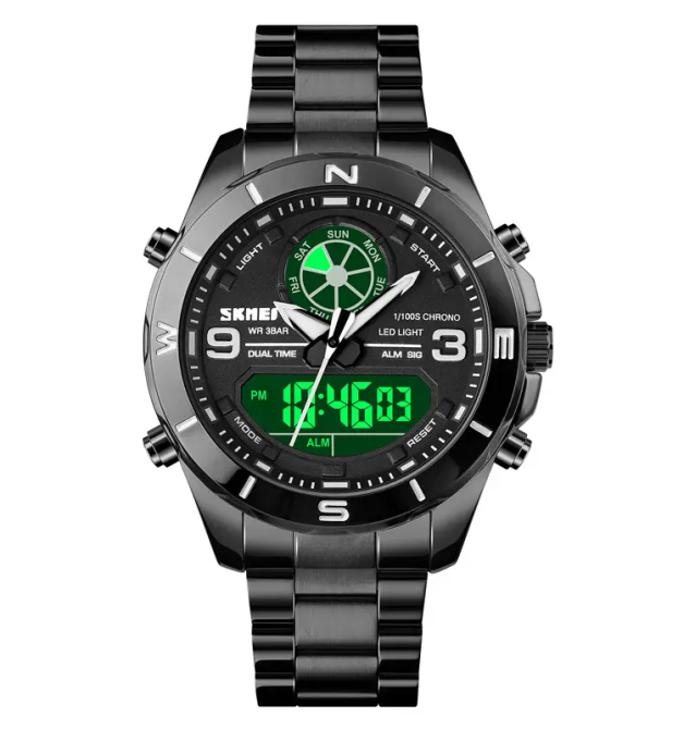 Годинник чоловічий на сталевому браслеті Skmei 1839 (Чорний з чорним циферблатом) Вінниця - фото 5