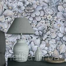 Шпалери вінілові на флізелін Marburg Floralia 1.06х10 квіти піони сині, блакитні, коричневі 33905 Київ - фото 4