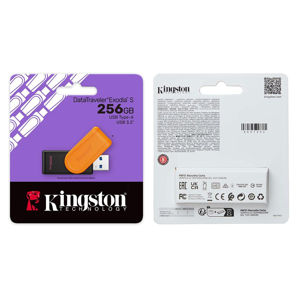 Флеш-накопичувач Kingston USB 3.2 DT Exodia S 256GB Black/Orange Киев - изображение 2