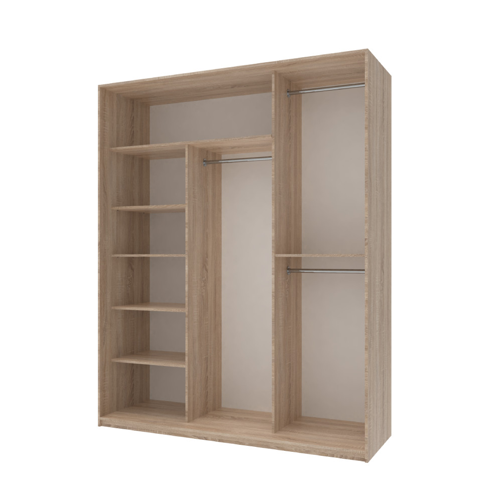 Шкаф-купе трехдверный Doros Сити Лайт 180х60х225 см Дуб сонома/3 Зеркала (DRS-011094) Львов - изображение 3