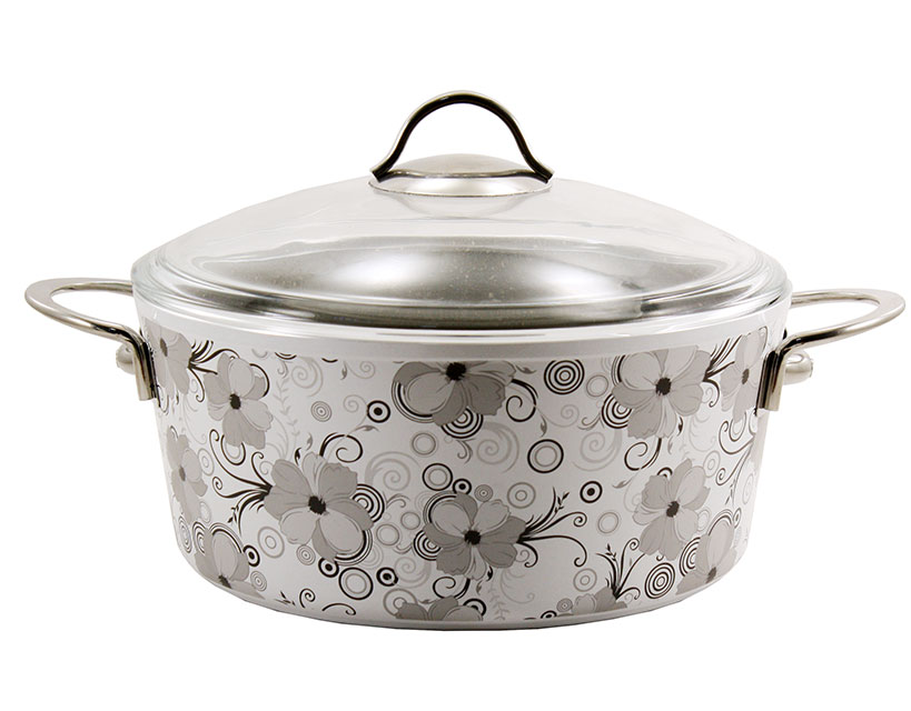 Каструля алюміній глибока 3л d22см скляна кришка Мереживо AL 1279 Interos Житомир - изображение 1