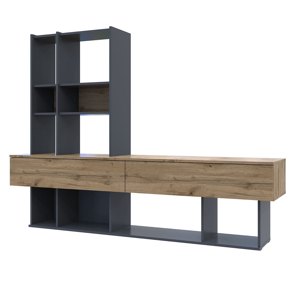 Стенка в гостиную Doros Нота 195х42х147 см Графит/Дуб евок (DRS-011334) Львов - изображение 3