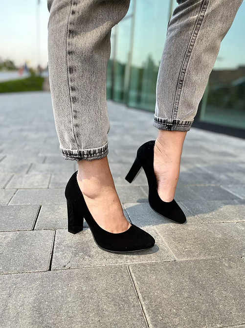 Туфлі жіночі D and V чорні замша натуральна висота каблука 9 см (2247) Коломия - фото 8