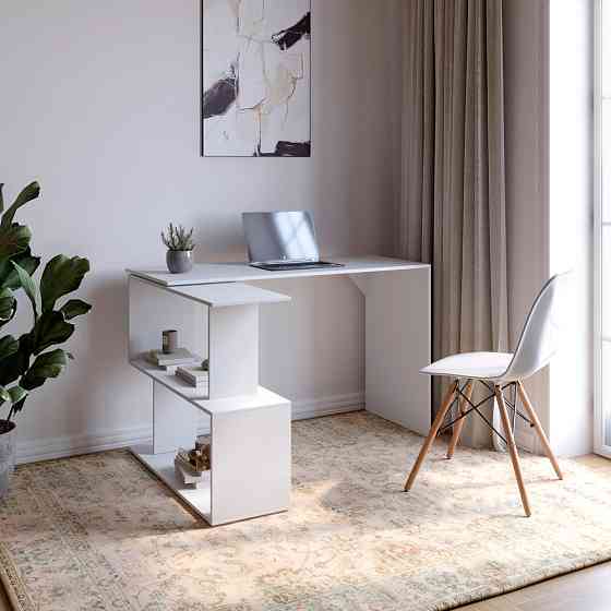 Стіл комп'ютерний поворотний з полицями М-ЗОН Джеко 1200 Німфея Альба (MZN-031031) Львів