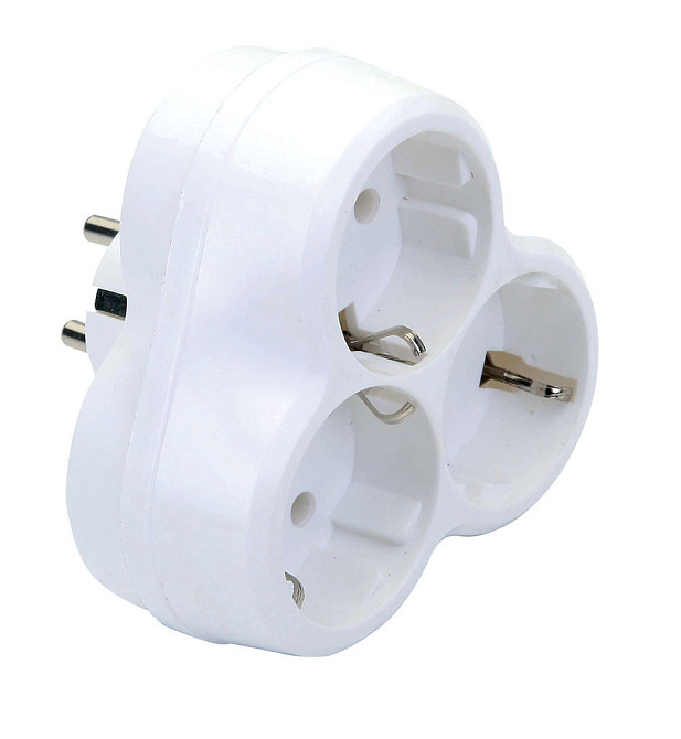 Тройник электрический DE-PA 16A евро С/З (10009) / 4922 Днепр - изображение 1