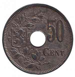 50 сантимів. 1918 рік, Бельгія. Полтава