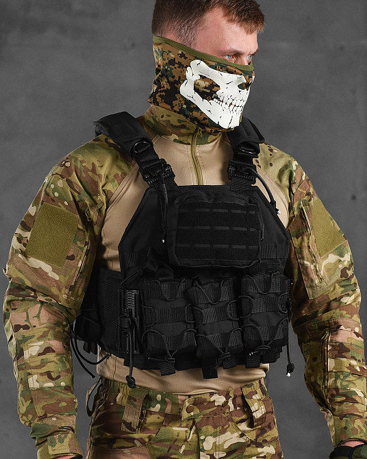 Плитоноска чорна з підсумками 4 точки скидання кордура підсумки під магазин аптечку рацію Турецька Одеса - фото 4