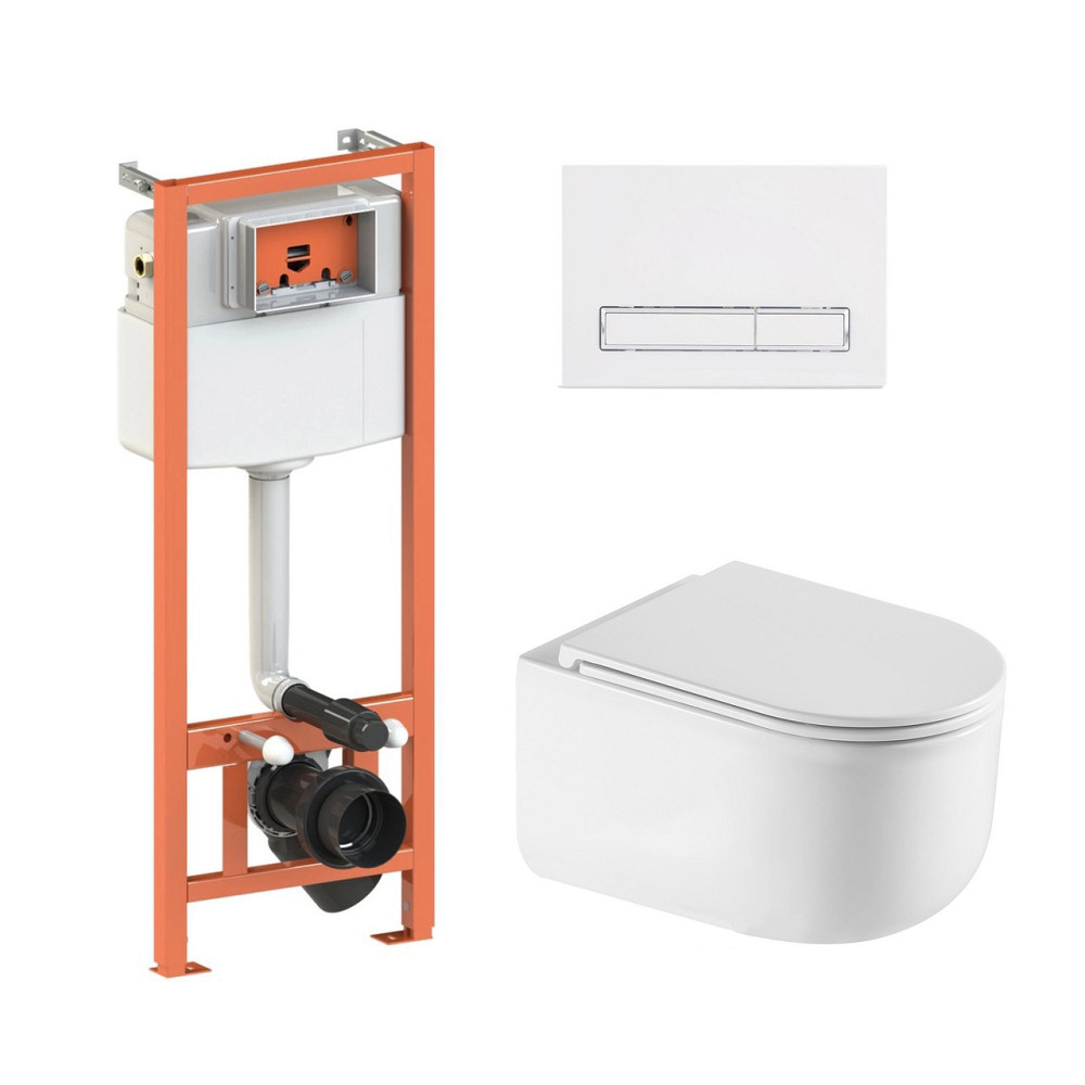 Готове рішення Qtap для ванної кімнати: підвісний унітаз Taurus Ultra Quiet 485×360×350 + комплект інсталяції Nest 4 в 1 Київ - фото 1