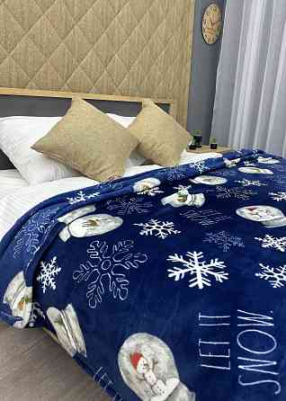 Плед-покривало Decorator WellSoft 150х210 см з різдвяним принтом Синій (87-171) Київ
