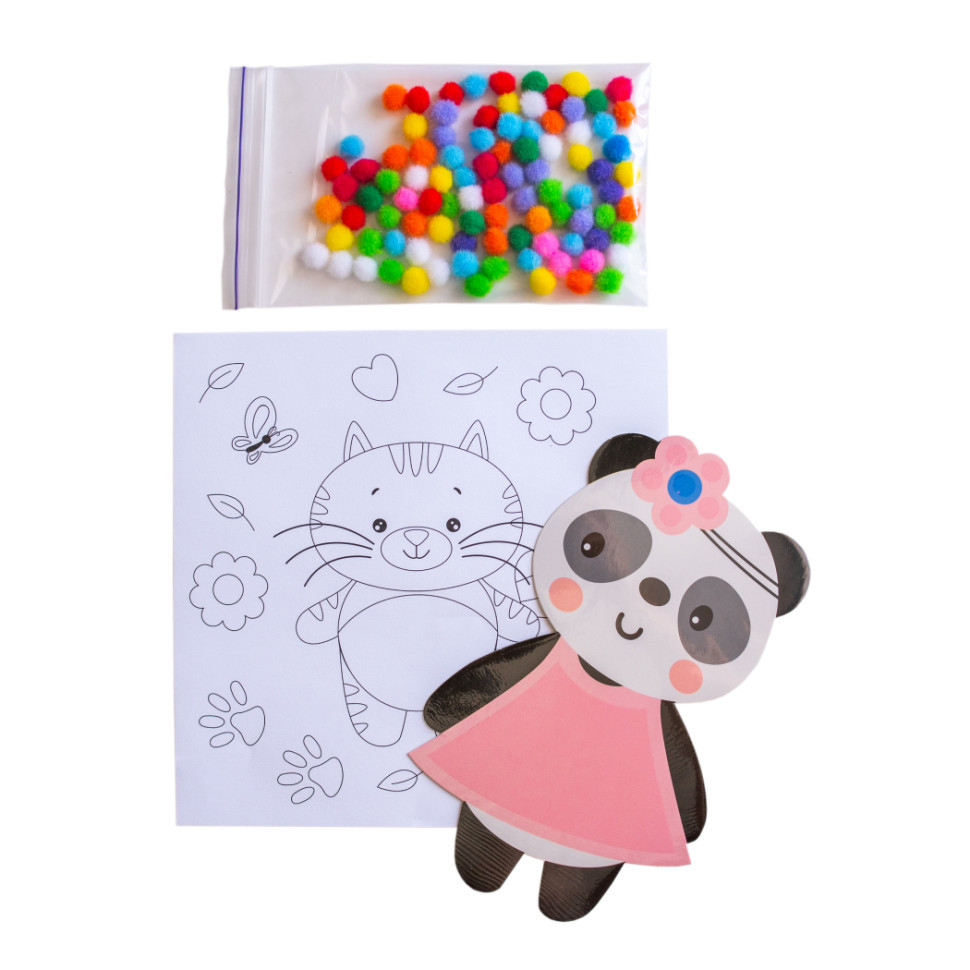 Набор для творчества Панда Pompon Art 10100691, 100 помпонов и раскраска Винница - изображение 3