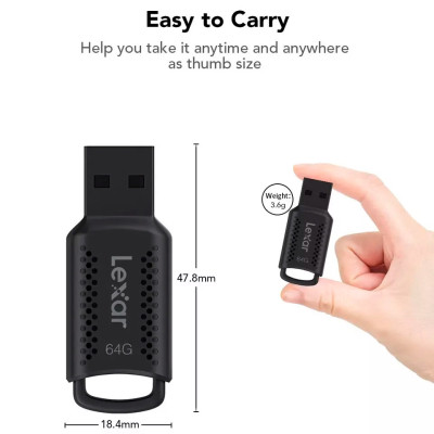 USB флеш накопитель Lexar 64GB JumpDrive V400 Black USB 3.0 (LJDV400064G-BNBNG) Винница - изображение 2