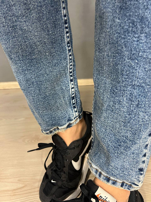 Джинсы женские SESSANTA 16484 MOM jeans высокая посадка увеличенные размеры стрейчевые с ремнем сини Одесса - изображение 5