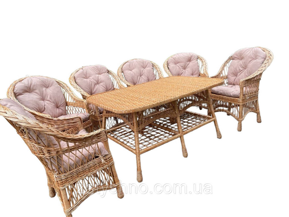 Плетені меблі з великим столом та 6 кріслами Київ - фото 4