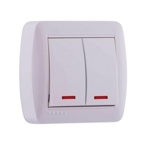 DEMET білий Вимикач зовнішній 2кл з підсвічуванням Лезард Житомир