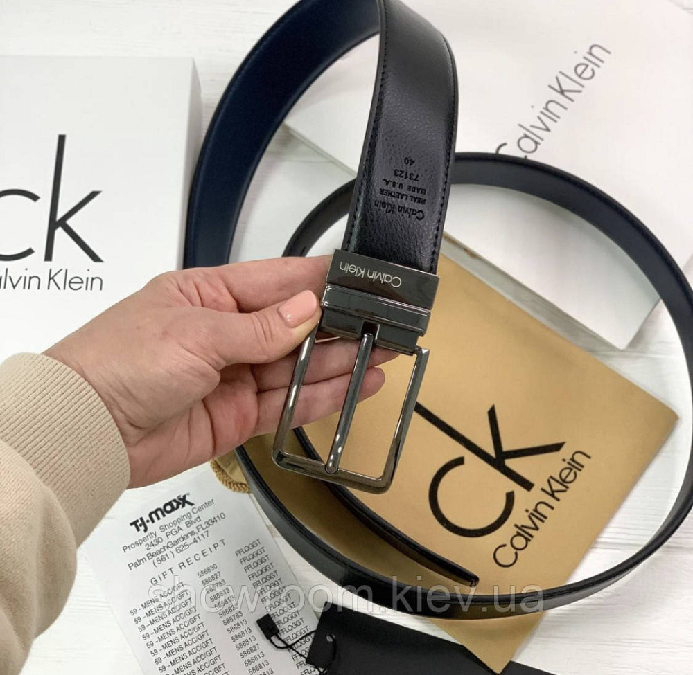 Двосторонній шкіряний ремінь у подарунковій упаковці (454) чорний/світло коричневий Київ - фото 7