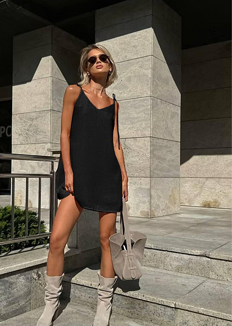 Жіночий стильний романтичний сарафан із льна з підкладом Одеса - фото 1