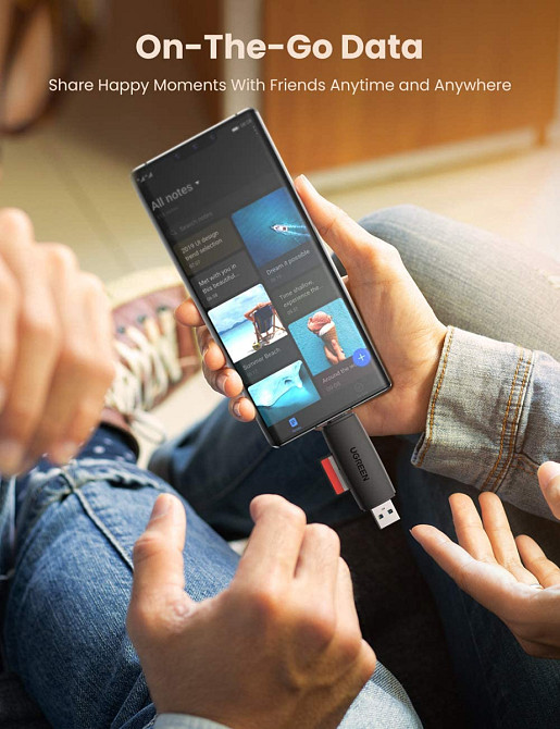 Кардрідер 2- в-1 TF/SD Ugreen CM304 80191 USB & USB-C (Чорний) Николаев - изображение 5