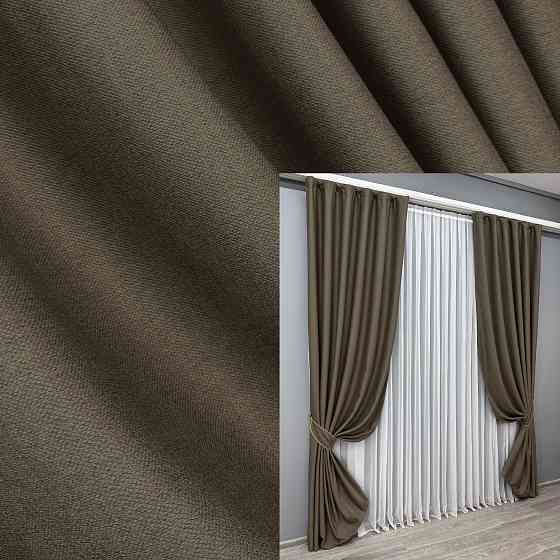 Комплект готових штор VR-Textil Шеніл однотонний № 1591ш Кавовий 150х270 см 2 шт (33-0556) Київ