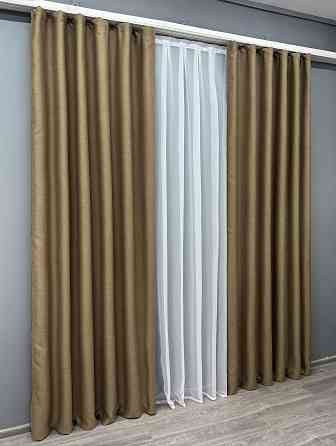 Комплект готових штор VR-Textil Блекаут двосторонній Eclipsе № 1795ш Мигдальний 100х250 см 2 шт (39-900) Київ