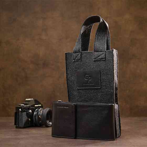 Мужская кожаная сумка-кошелек Черный (GRANDE PELLE) Киев